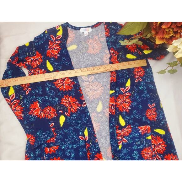 NWOT LulaRoe Sarah S Blue Cardigan Duster Long Sweater Open Front Pockets Womens - Picture 6 of 7